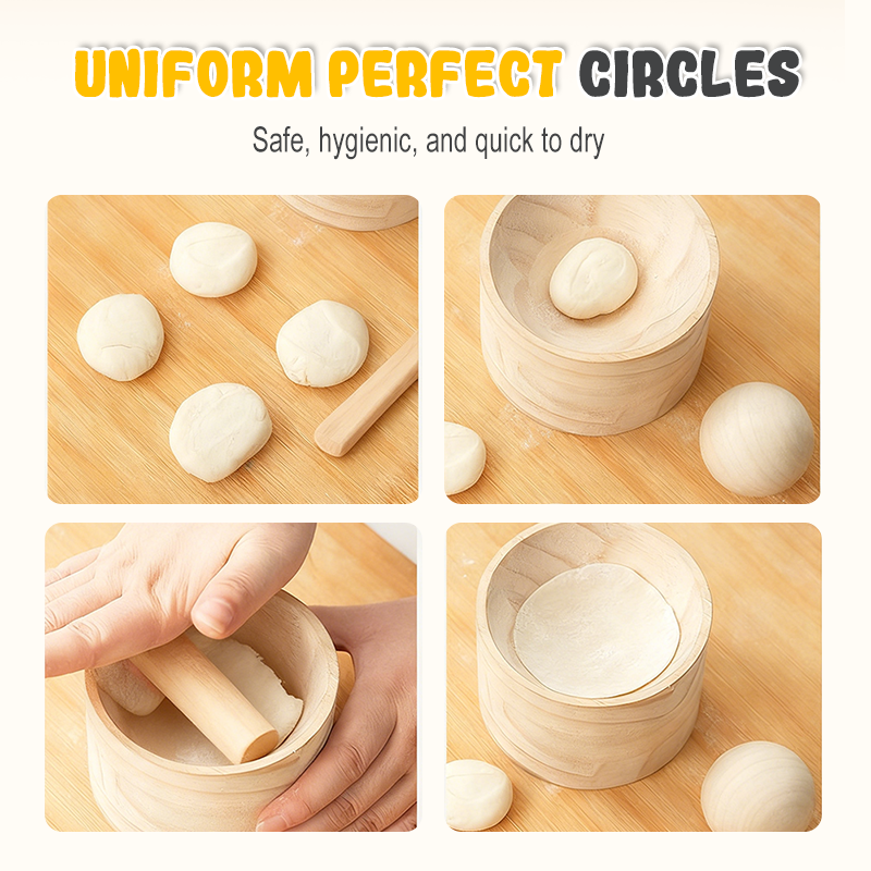 Wooden Dough Press with Non-Stick Surface for Dumplings
