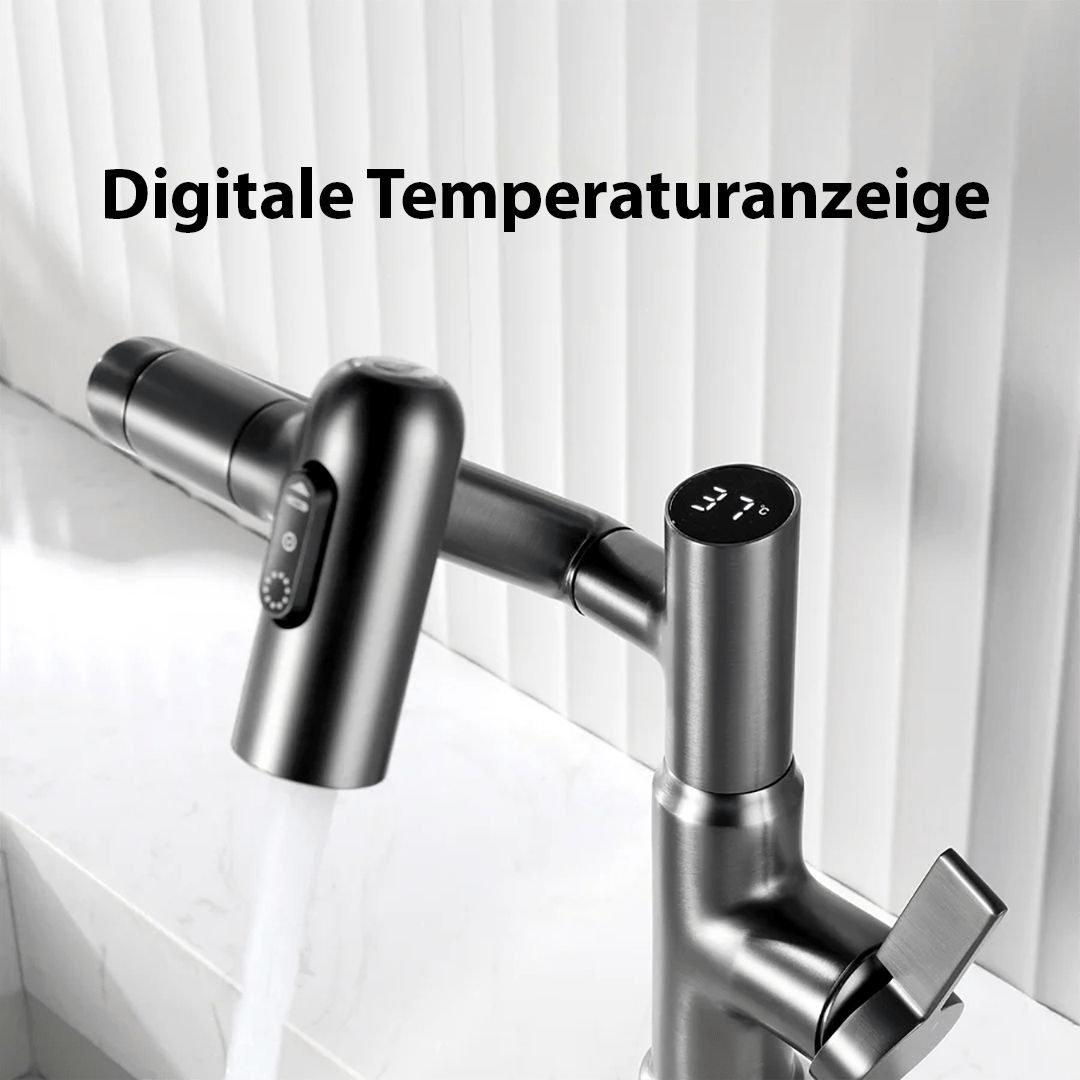 360° Swivel Kitchen Faucet | Adjustable Height | Temperature Display