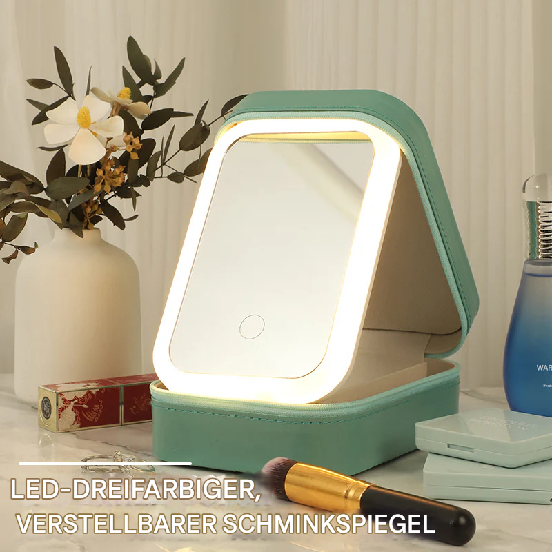 LED Makeup Mirror Case | 3 Light Modes | Organizer & Travel Pouch | Touch Control