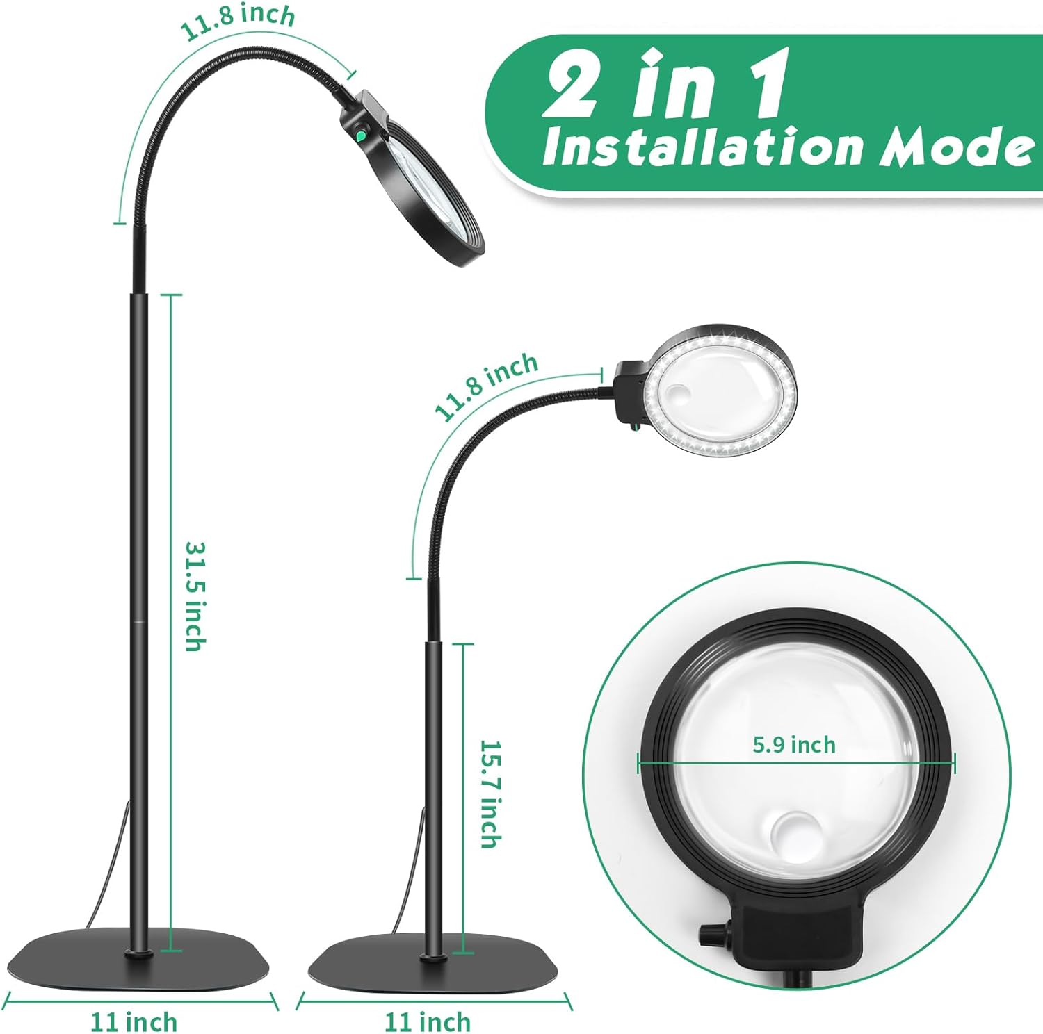 Illuminated Magnifier with Flexible Stand for Precision Tasks