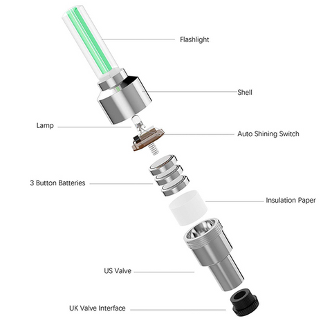 Waterproof Valve Cap Light with LED Wheel Illumination