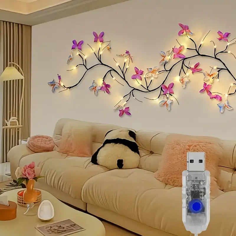 Enchanting LED Tree Light with Butterfly Accents