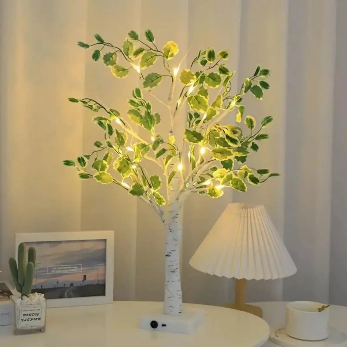 Enchanting LED Branch Light with Birch Leaves - Warm White Glow