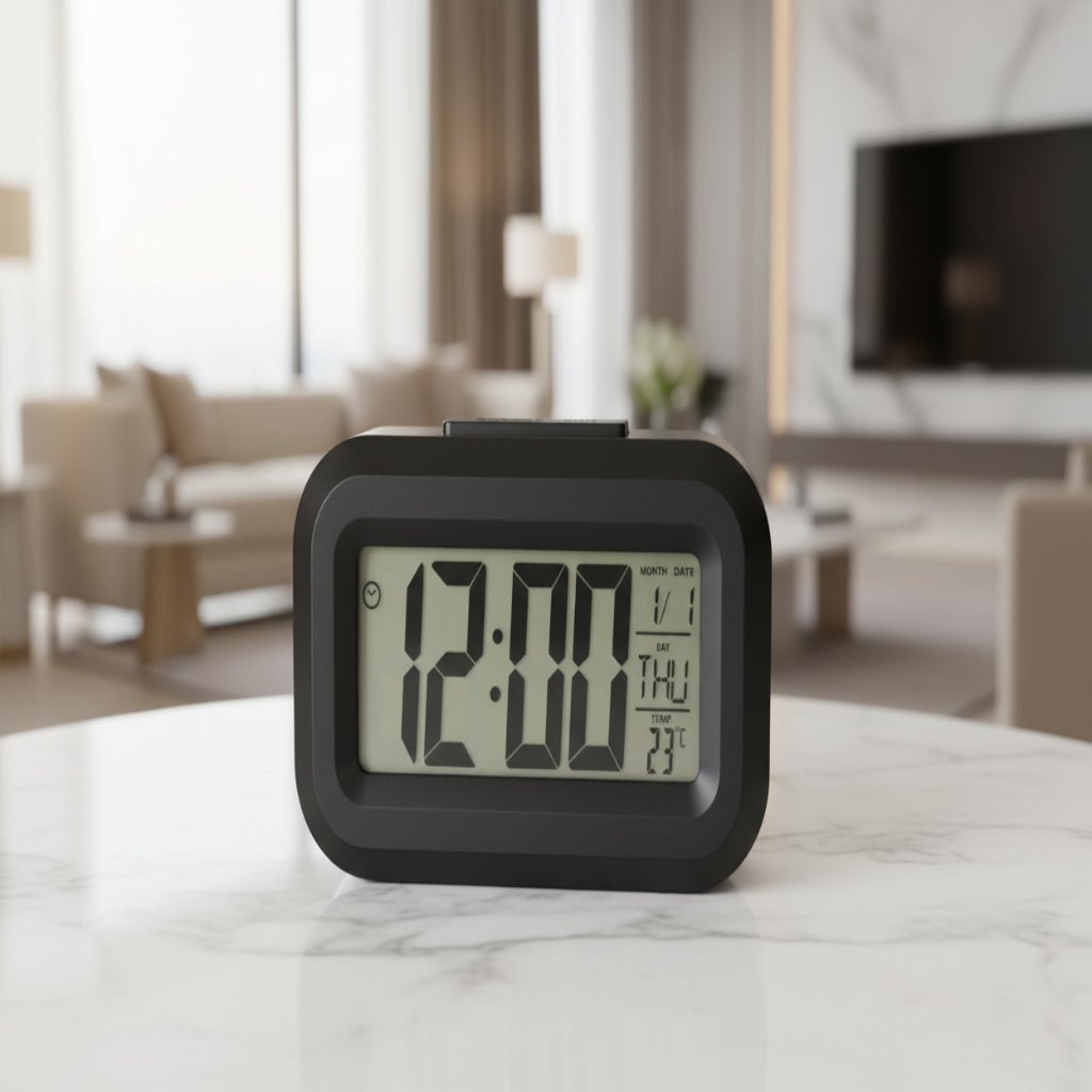 Compact Smart Alarm Clock with LED Display & Temperature Readout