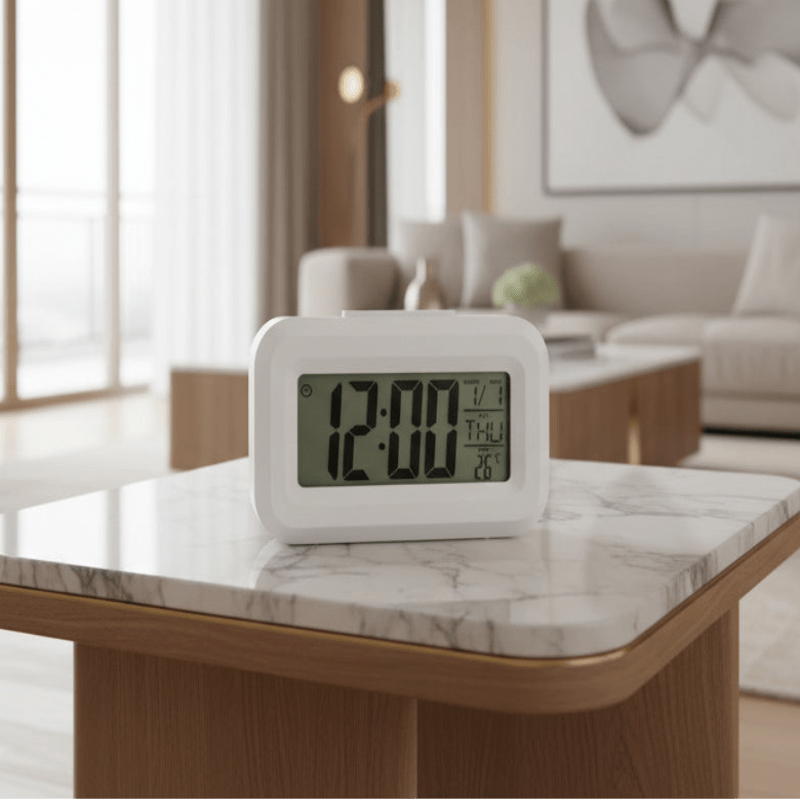 Compact Smart Alarm Clock with LED Display & Temperature Readout