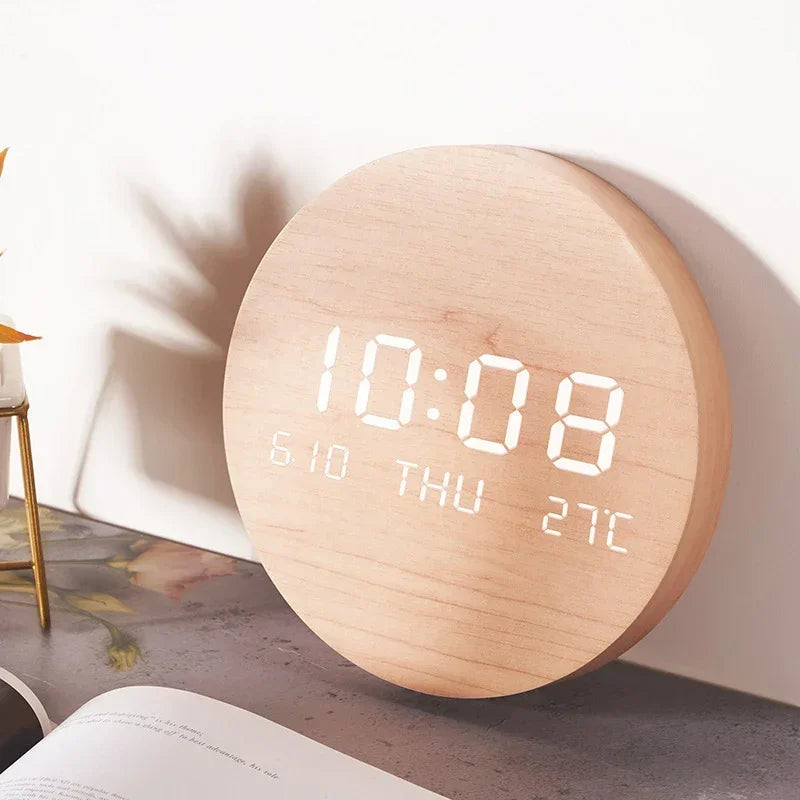 Sleek LED Digital Wall Clock with Date and Temperature Display