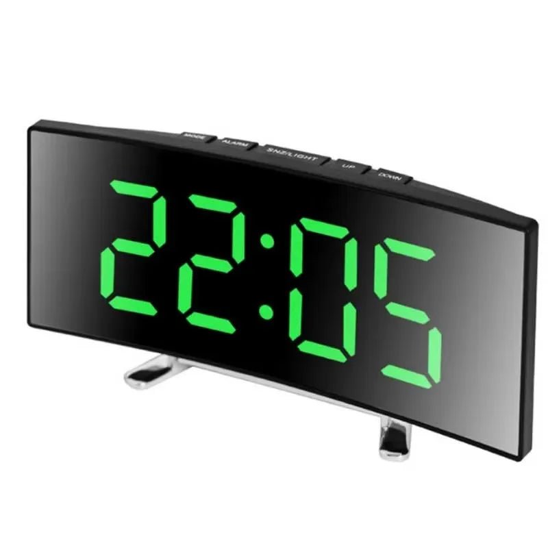 Sleek LED Mirror Alarm Clock with USB and Battery Power