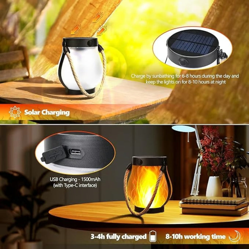 Flickering Effect Solar Lantern with Flame Design