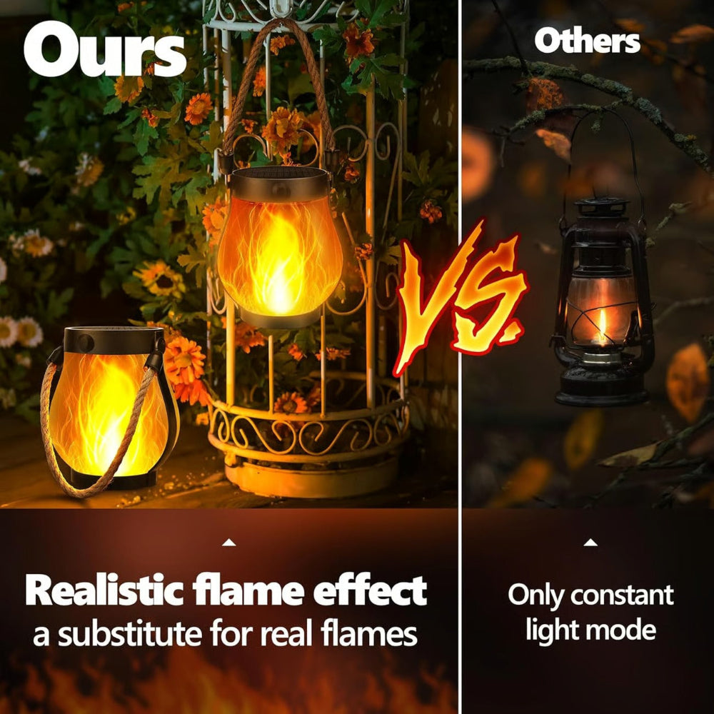 Flickering Effect Solar Lantern with Flame Design