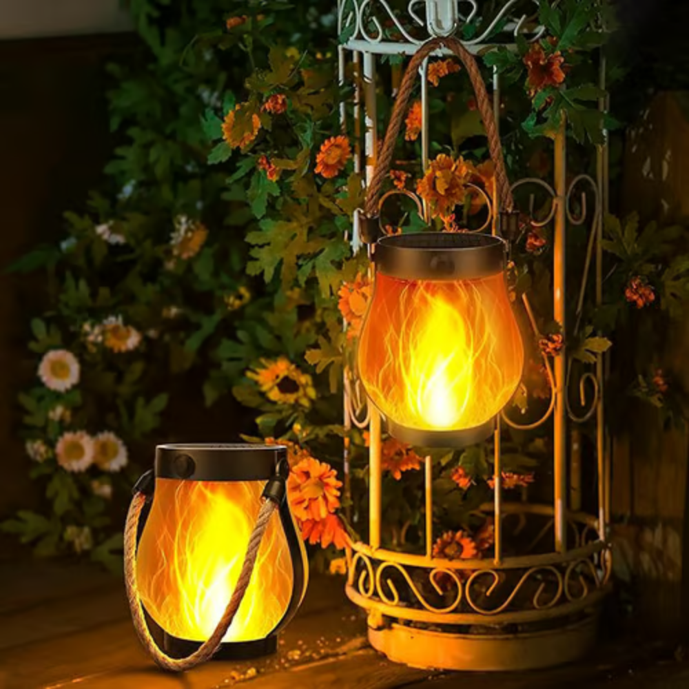Flickering Effect Solar Lantern with Flame Design