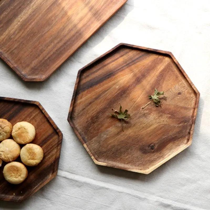 Elegant Square Serving Tray in Acacia Wood with Handles