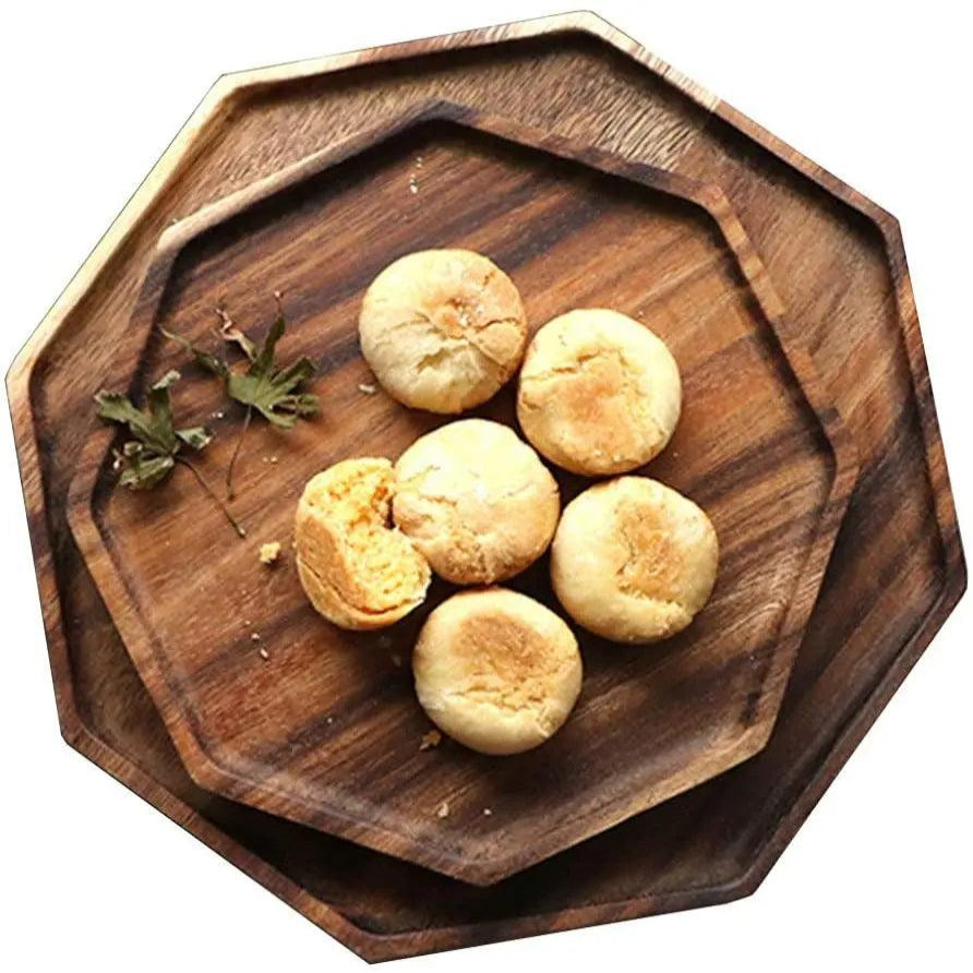 Elegant Square Serving Tray in Acacia Wood with Handles