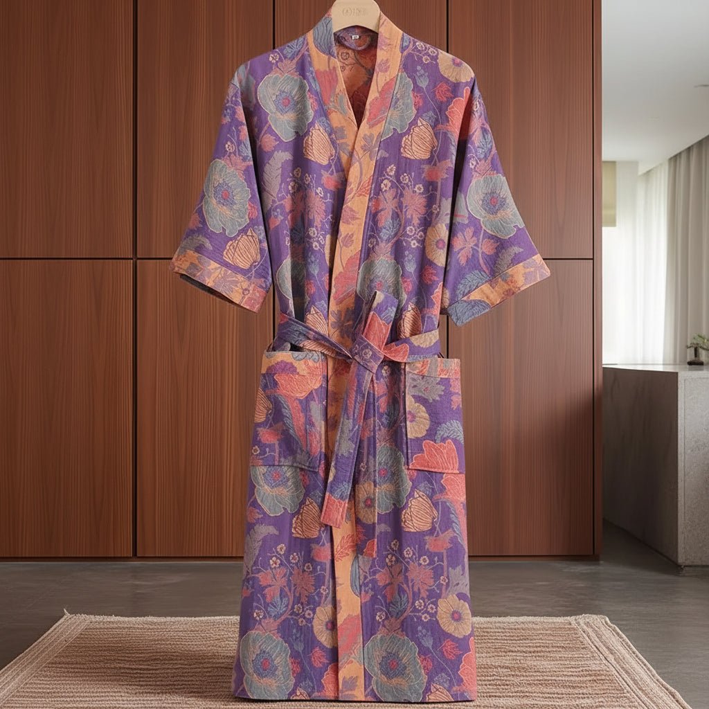 NaturaLuxe - Reversible Organic Cotton Kimono Robe for Ultimate Comfort