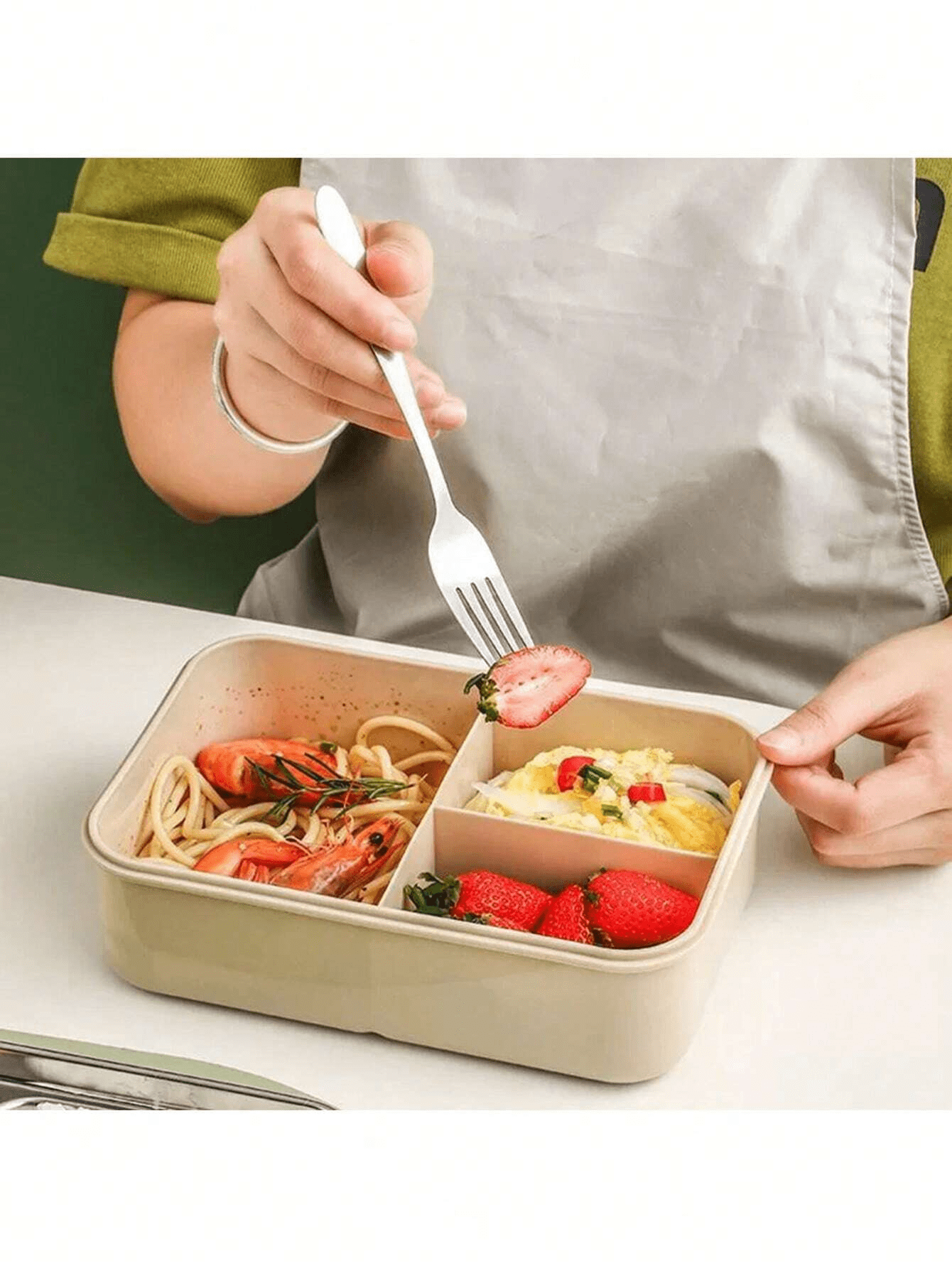 Durable 1200ml Smart Lunch Box with Cutlery and 3 Sections