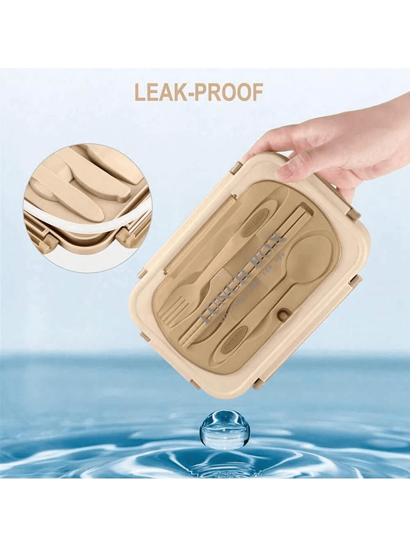 Durable 1200ml Smart Lunch Box with Cutlery and 3 Sections