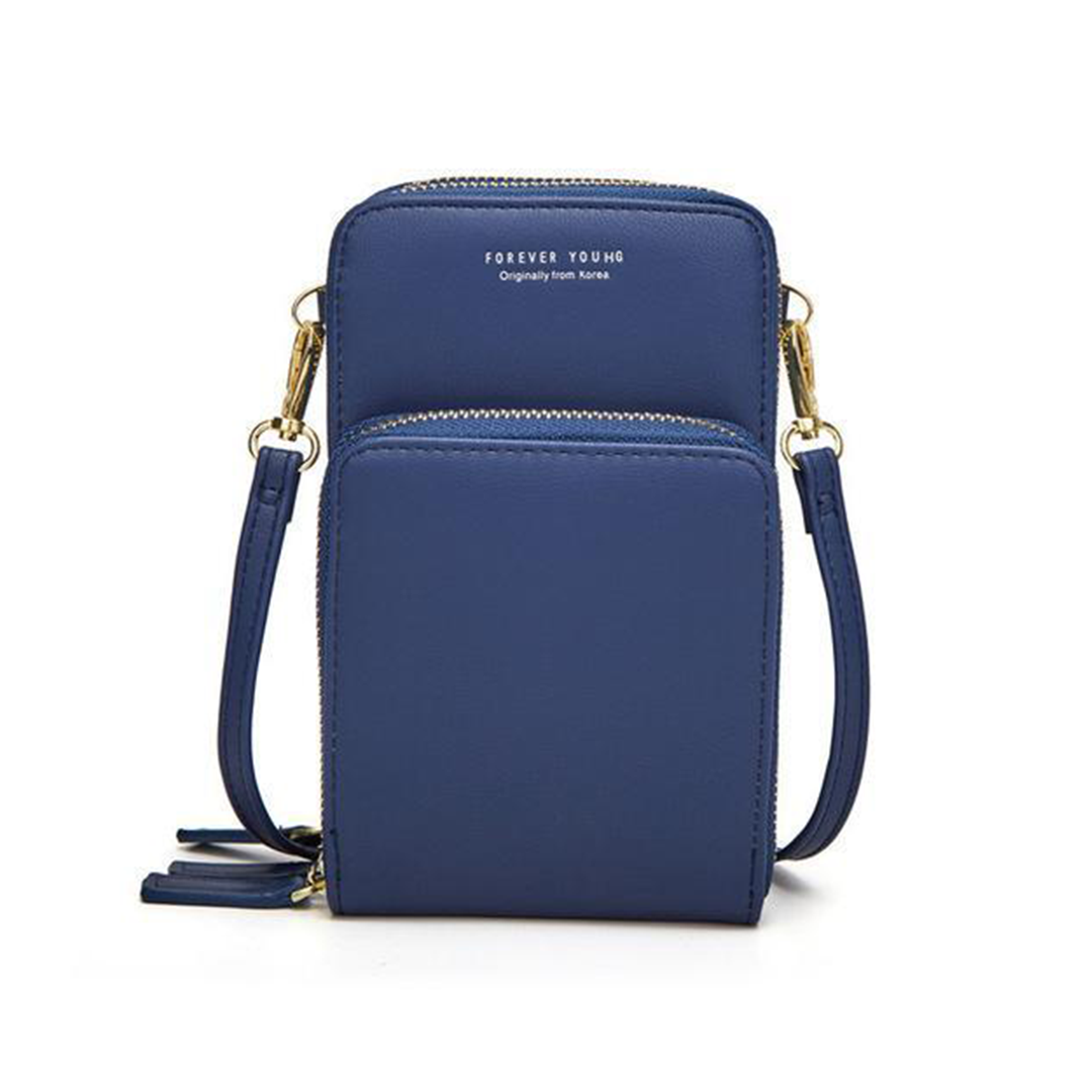 Chic Leather Phone Clutch with Safety Features and Adjustable Strap