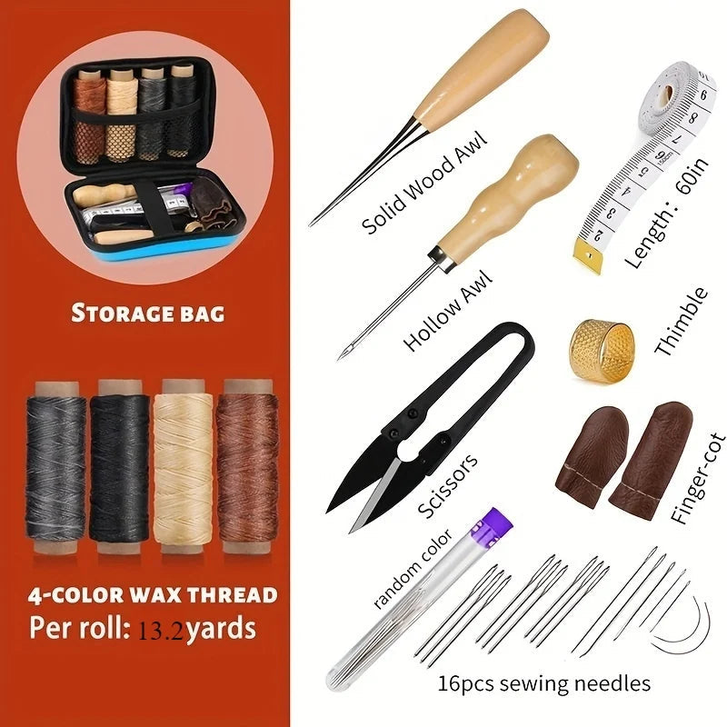 Leather Sewing Kit | Durable Waxed Thread | Precision Needles
