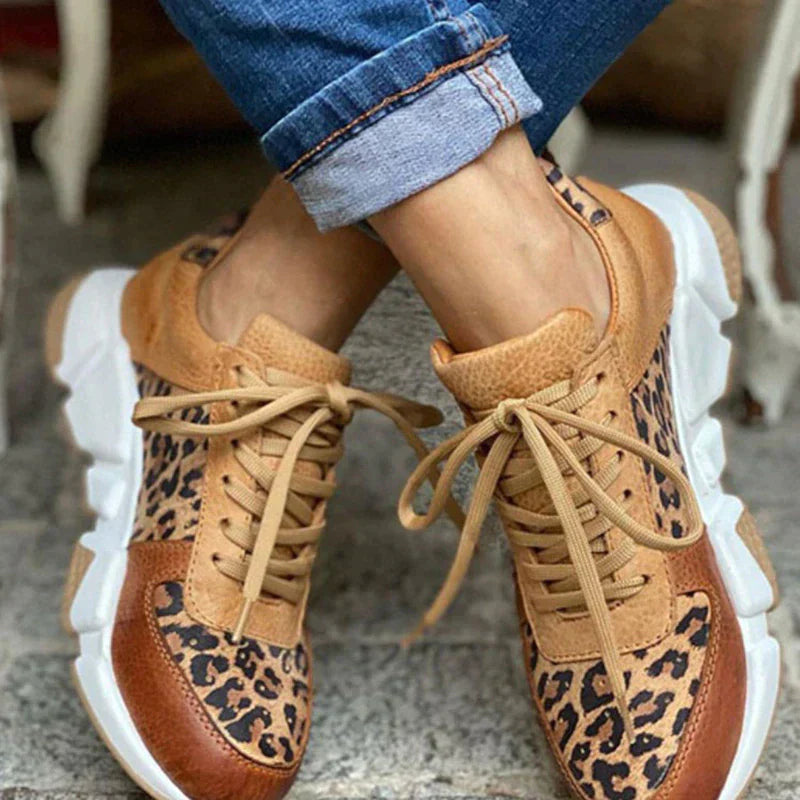 Vulcanized Leopard Print Shoes with Thick Sole