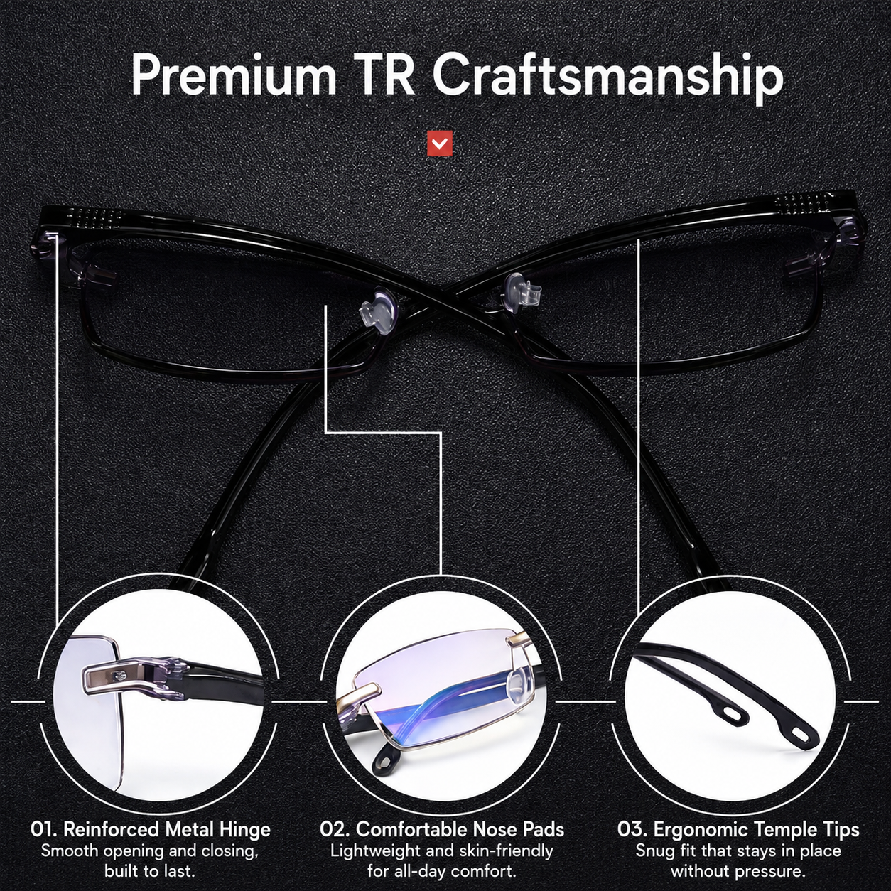 Reading Glasses | Multifocal Progressive | Blue Light Blocking | Lightweight & Rimless