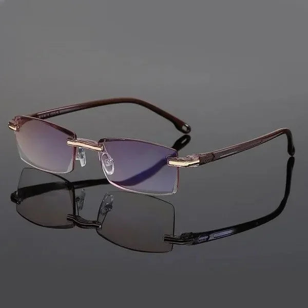 Multifocal Rimless Reading Glasses | Blue Light Blocking | Near and Distance Vision