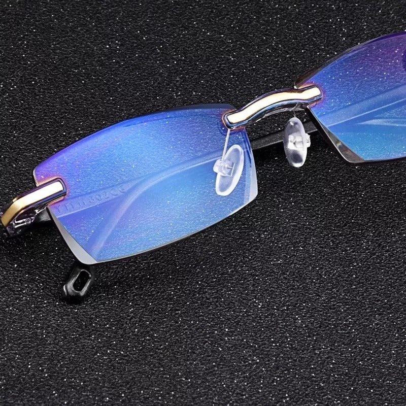 Multifocal Rimless Reading Glasses | Blue Light Blocking | Near and Distance Vision