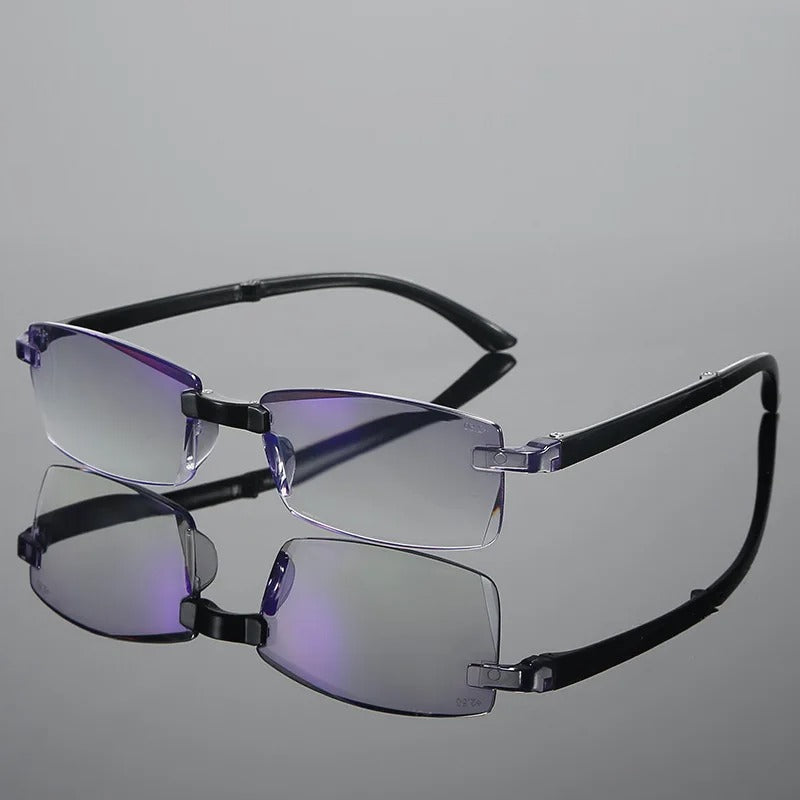 Multifocal Rimless Reading Glasses | Blue Light Blocking | Near and Distance Vision