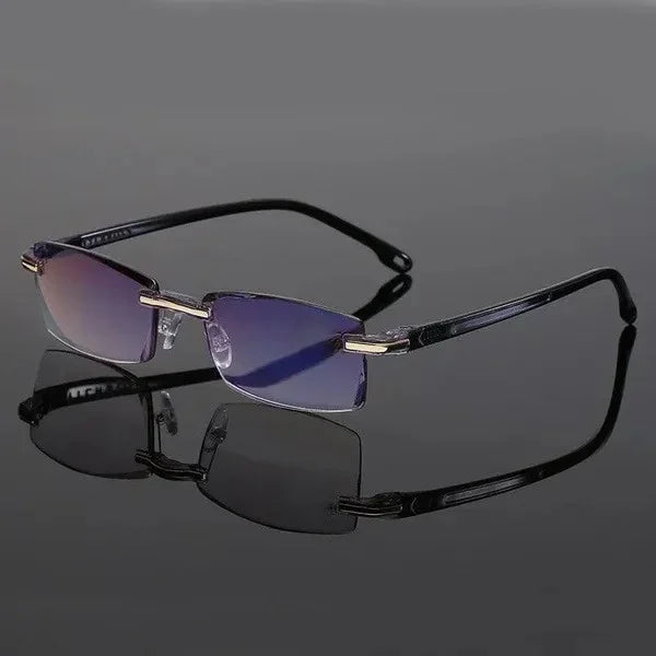 Multifocal Rimless Reading Glasses | Blue Light Blocking | Near and Distance Vision