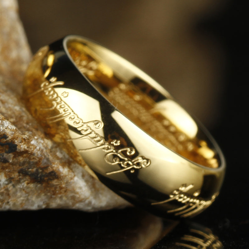 Glow Ring with Illuminated Elven Script | Mystical Rune | Light Absorbing Effect