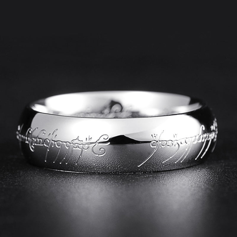 Glow Ring with Illuminated Elven Script | Mystical Rune | Light Absorbing Effect