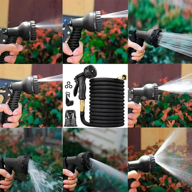 AquaStretch Pro 100FT Expandable Garden Hose with 8 Spray Modes
