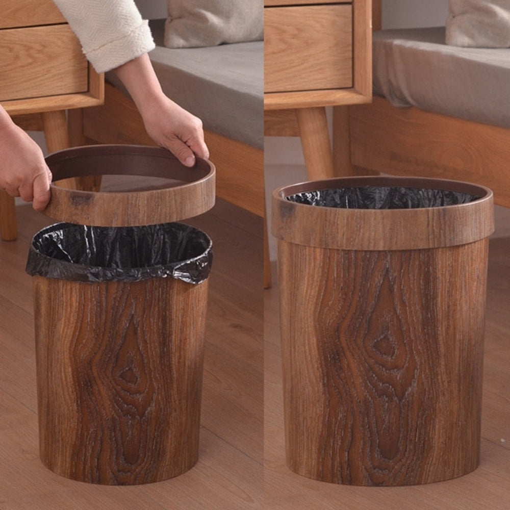NordicCharm 8L Elegant Wooden Finish Waste Basket
