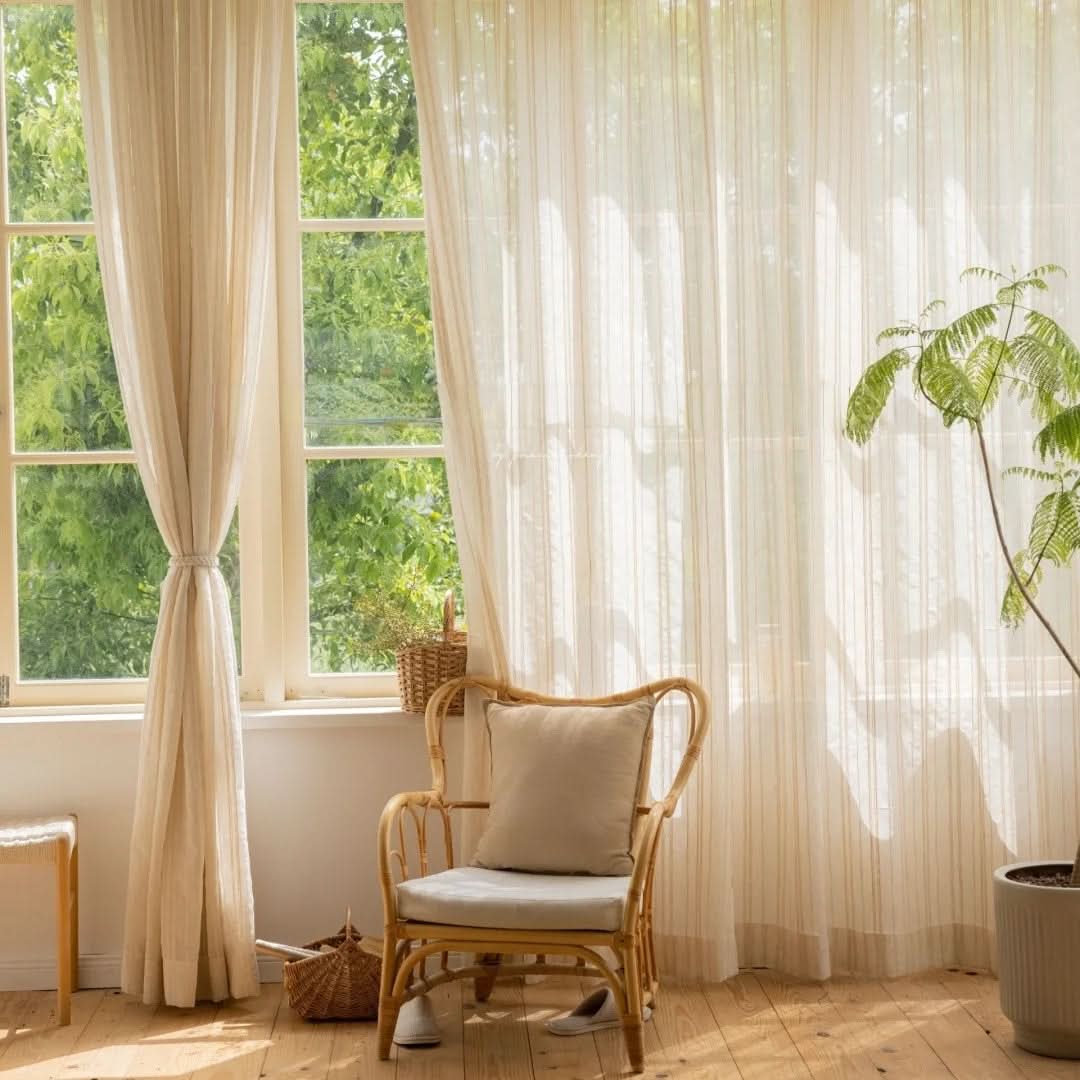 Sheer Linen Curtains with Stripes