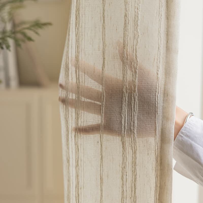 Sheer Linen Curtains with Stripes