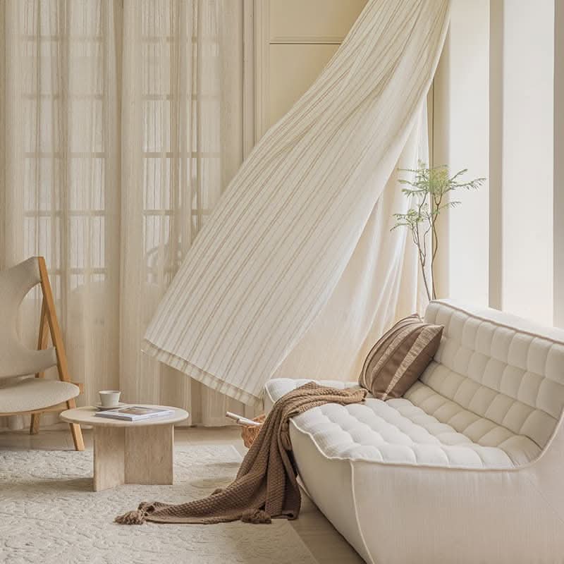 Sheer Linen Curtains with Stripes