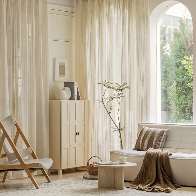 Sheer Linen Curtains with Stripes