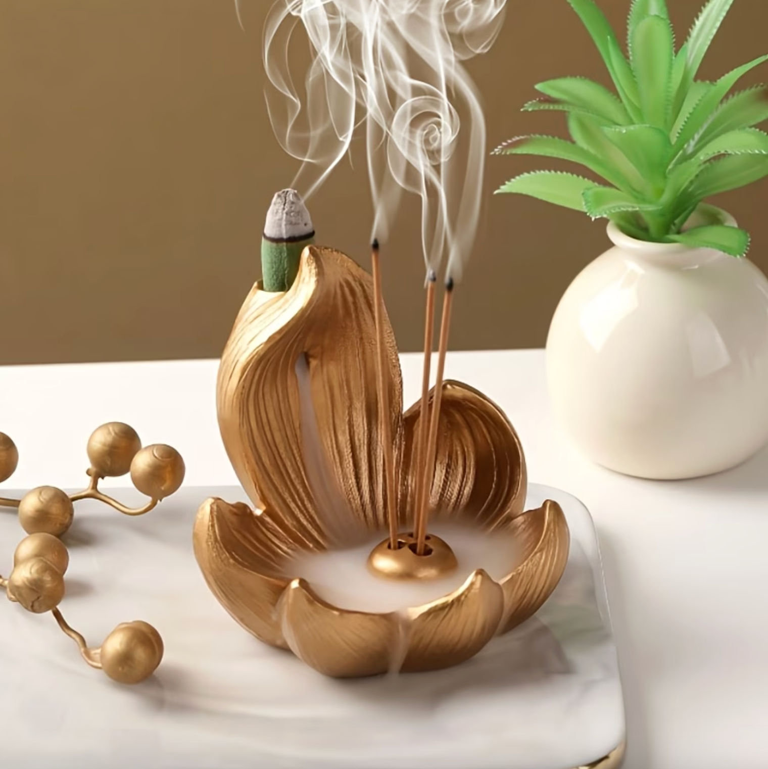 Serenity Lotus Backflow Incense Holder for Indoor Use
