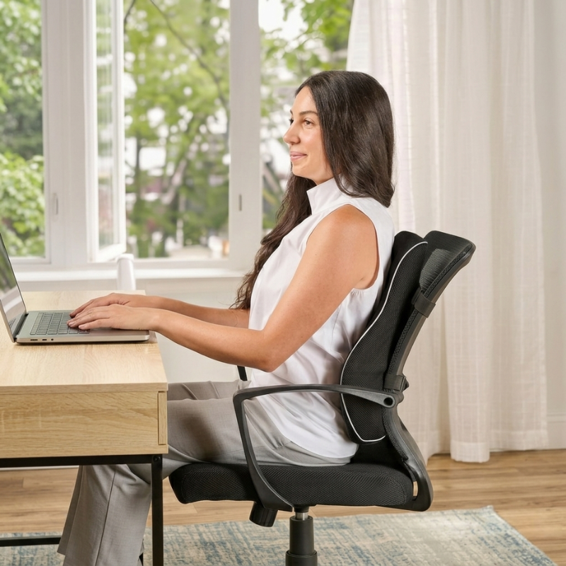 ErgoComfort Lumbar Pillow with Memory Foam and Washable Cover