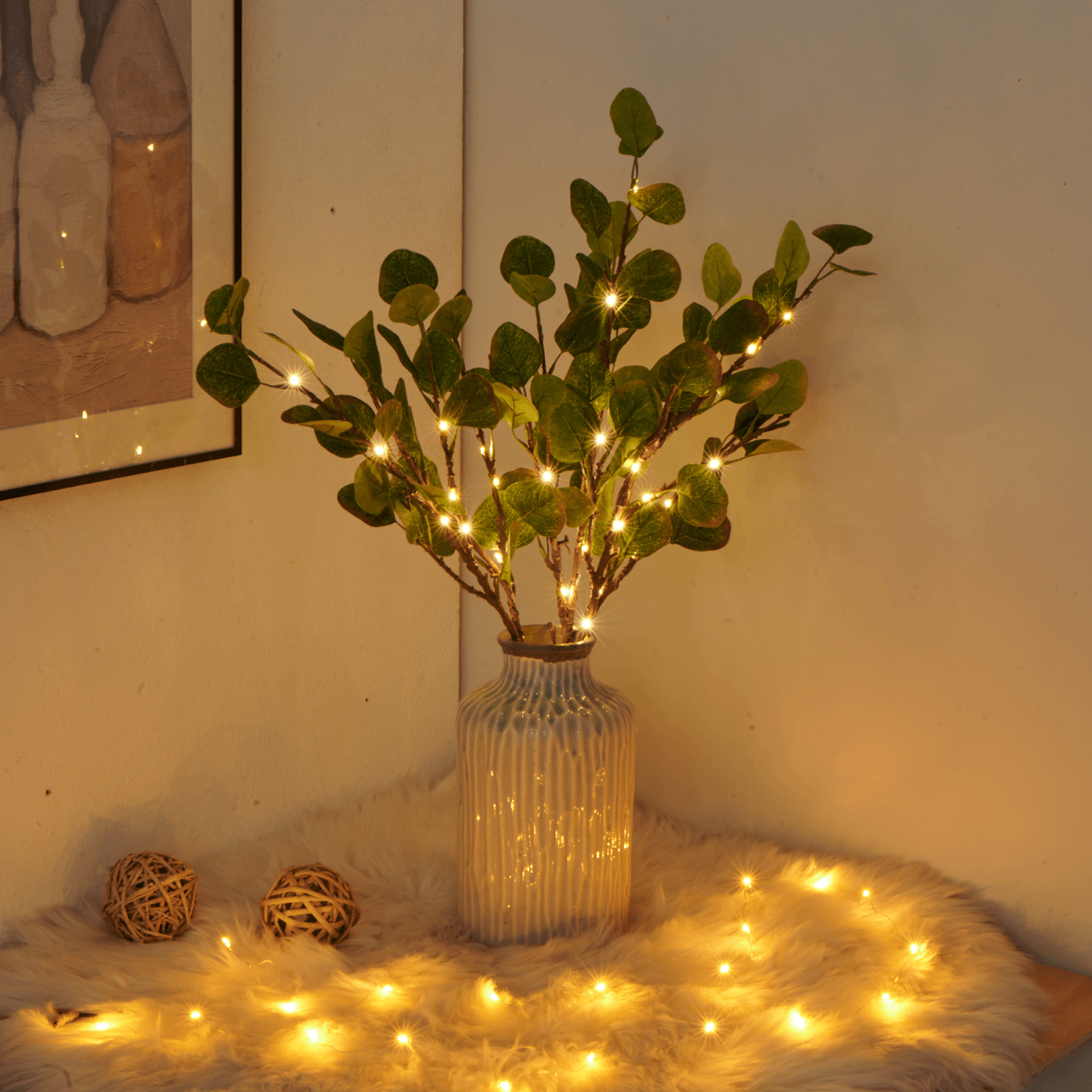 Enchanting Olive Branch LED String Lights - 70cm Warm Glow
