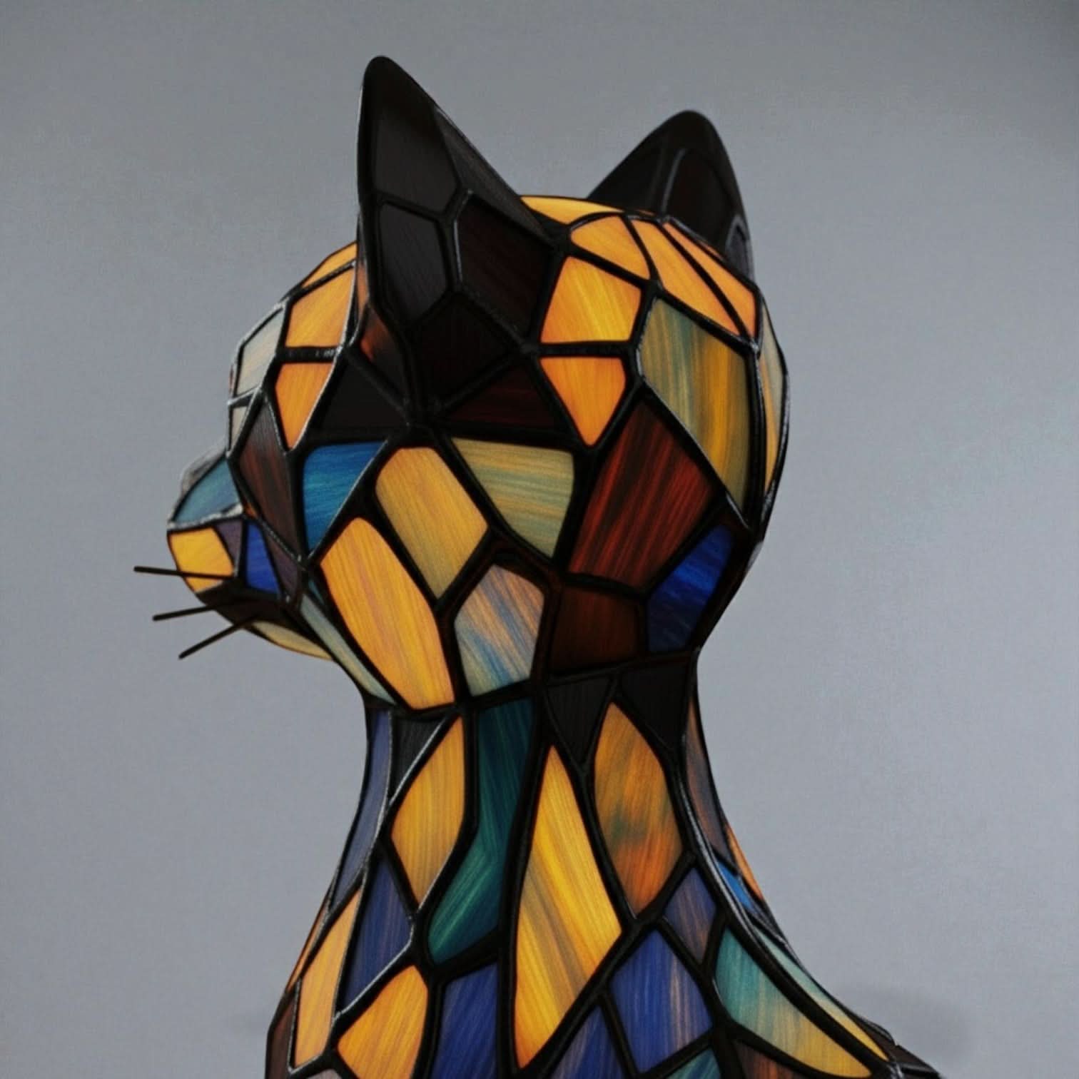 Handcrafted Cat Night Light Lamp with Warm LED Cozy Glow