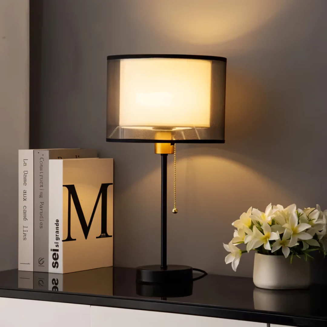 Radiant Heritage Table Lamp with Dual Fabric Shade