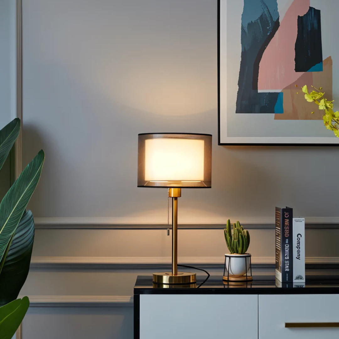 Radiant Heritage Table Lamp with Dual Fabric Shade