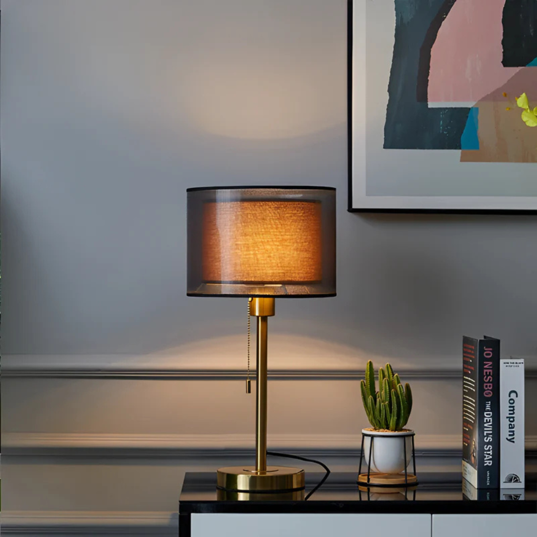 Radiant Heritage Table Lamp with Dual Fabric Shade