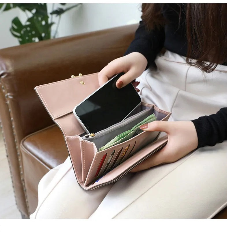 Chic Everyday Wallet Clutch with Card Slots and Phone Compartment