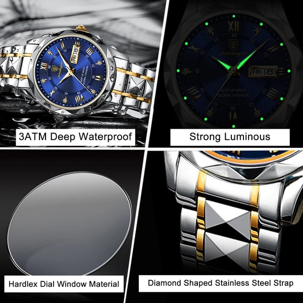 Sophisticated Men's Timepiece with Stainless Steel and Glow Features