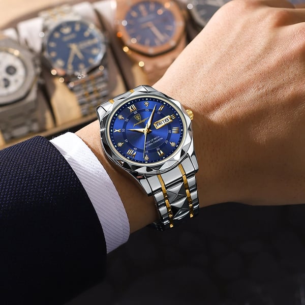 Sophisticated Men's Timepiece with Stainless Steel and Glow Features
