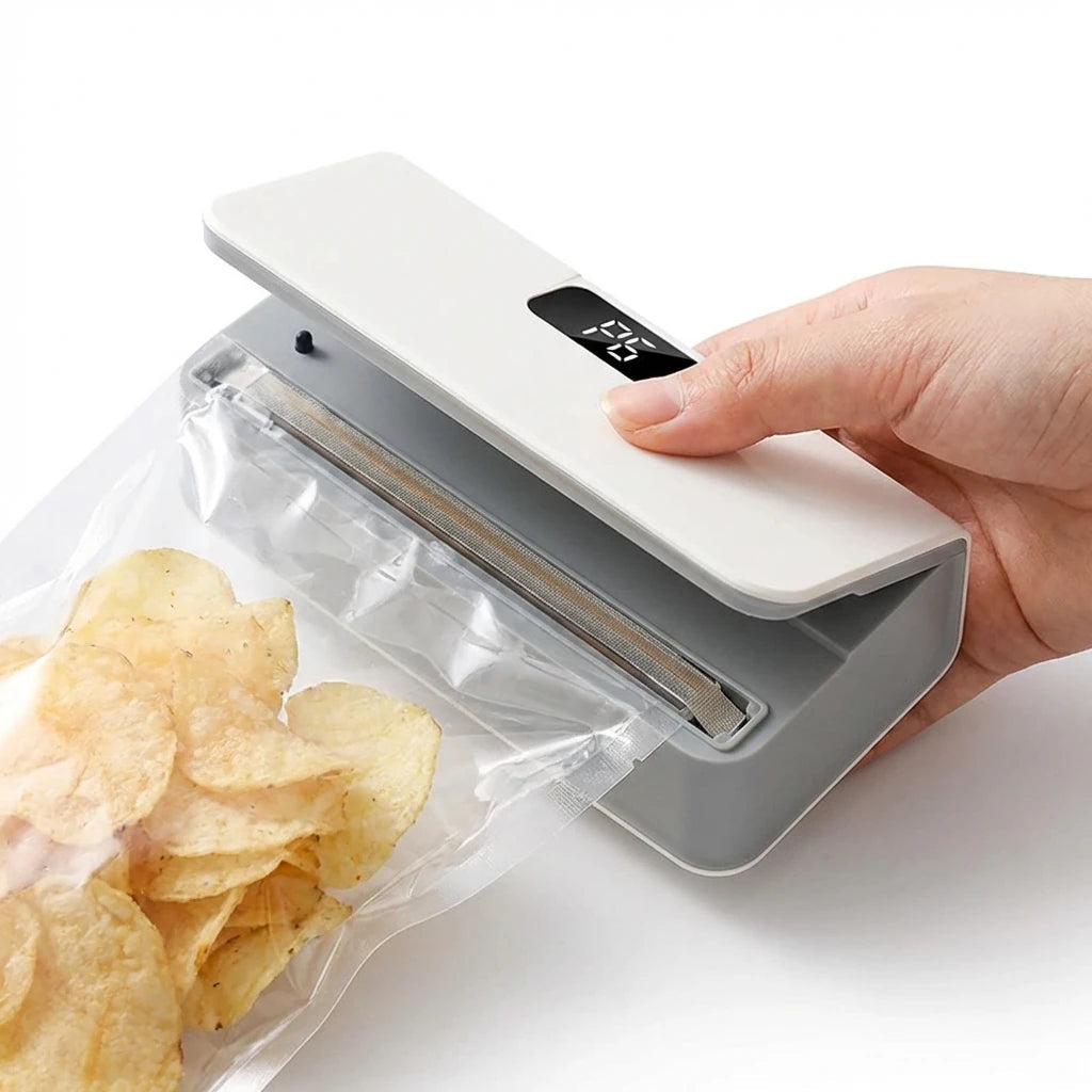 Compact Handheld Food Bag Sealer with Magnetic Feature