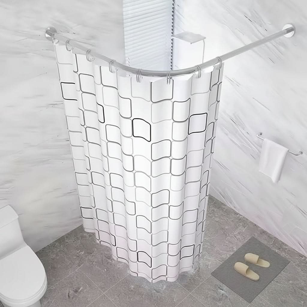 Extendable L-Shaped Shower Curtain Rod with Punch-Free Stainless Steel Installation for Contemporary Bathrooms