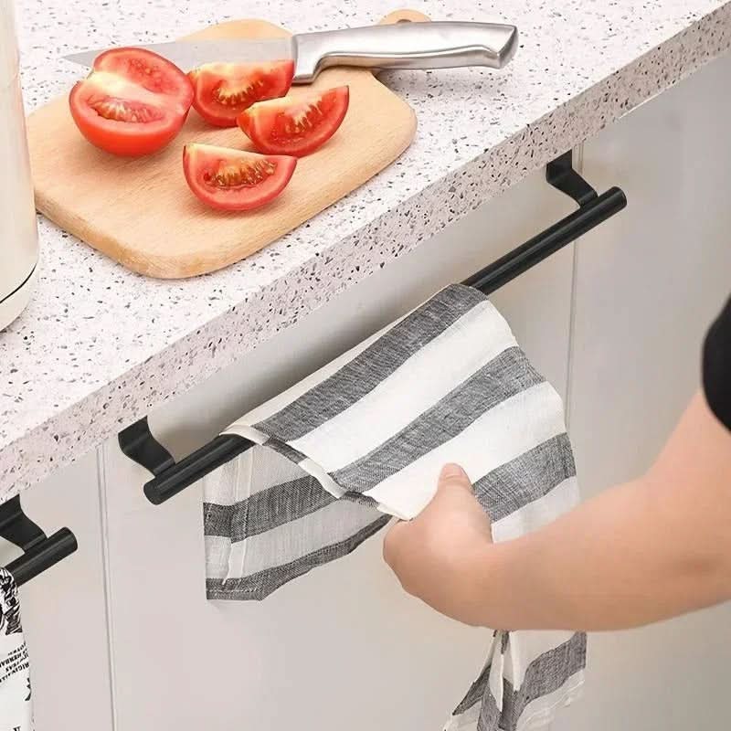 Over-the-Door Towel Rack - Stainless Steel Bar for Kitchen and Bathroom