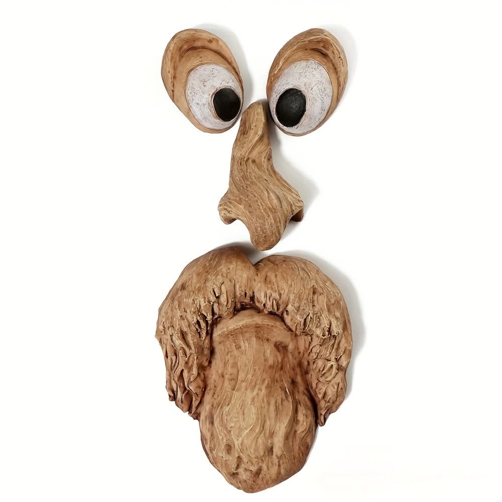 Playful Outdoor Tree Face Sculpture - Whimsical Garden Ornament