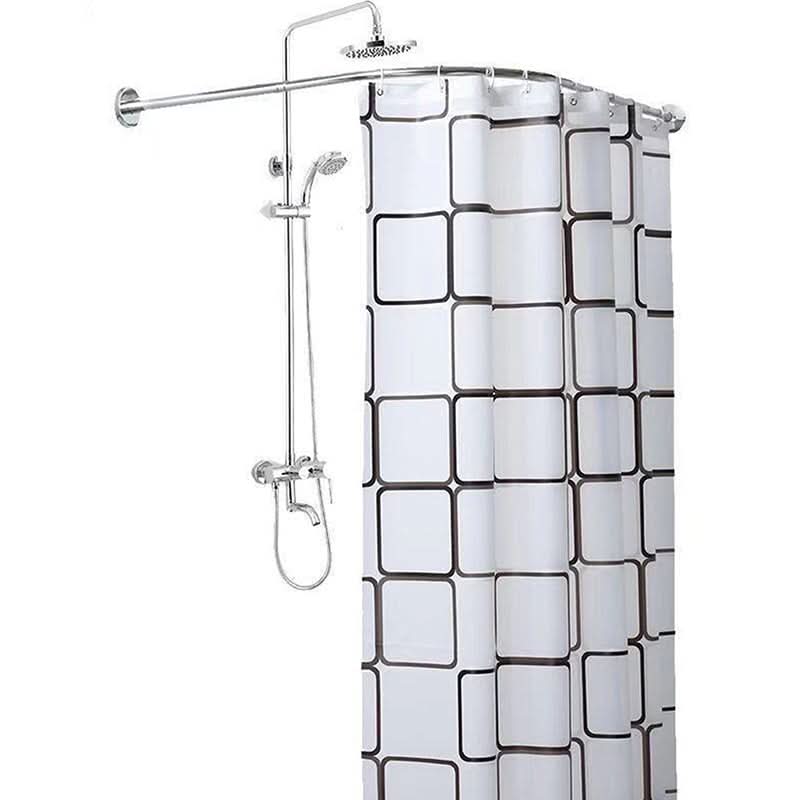 Extendable L-Shaped Shower Curtain Rod with Punch-Free Stainless Steel Installation for Contemporary Bathrooms